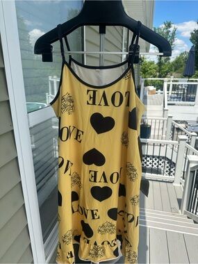 ☀️Yellow Love Heart Print night gown